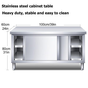 WEIAIBLD Commercial Work Table Stainless Steel Food Prep Table Stainless Steel cabinets Kitchen cabinets Gas Stove Racks Domestic Stove Bases Cutting Tables 120/100cm