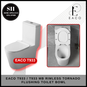 EACO T933 / T933 MB RIMLESS TORNADO FLUSHING TOILETR BOWL + 1 YEAR WARRANTY