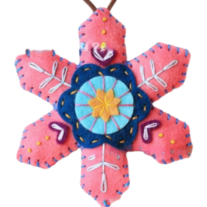 Premium Stitched Wool Snowflake Holiday Decorations Durable Efficient Christmas Tree Hanging Crafts With Embroidery Detail