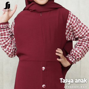 Afhadahijrah - Gamis anak perempuan set hijab cadar TASYA maroon baju dan jilbab instan syari free niqab