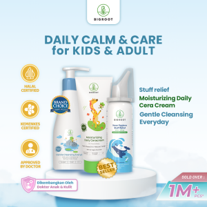 DAILY CALM AND CARE for KIDS&ADULT [Paket 3in1] Stuff Relief + Gentle Cleansing 200ml + Moisturizing Ceracream 120ml