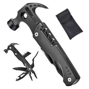 20-in-1 Multifunctional Pliers Multitool with Claw Hammer Stainless Steel Hand Tool with Knife Screwdrivers Saw Wire Cutter Adjustable & Hex Wrenches Bottle & Can Opener Free Nylon Pouch