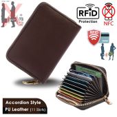 Card Bag High-End Card Jacket for Men Large Capacity Leather Expansion Card Slot Organ Zipper Anti Magnetic Compact Bank Card ID Bag