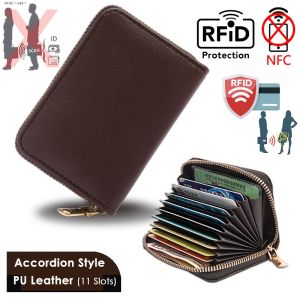 Card bag high-end card jacket for men large capacity leather expansion card slot organ zipper anti magnetic compact bank card ID bag