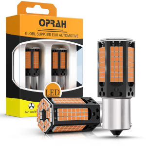 ✅Oprah 2 Pieces 12V Universal Super Bright Amber Turn Signal Bulb LED No Flashing PY21W P21W W21W Yellow Turn Left Right Indicator Light 1156 BA15S BA15S 7440 Reminder Single Contact Bulbs 2016LED 8000LM
