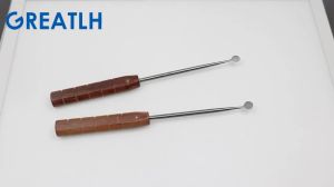 GREATLH Stainless Steel Joint Stripper Curved Straight Joint Peeler Wooden Handle Orthopedic Surgery Instrument pet