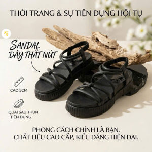Sandal đế bằng cao 5cm quai đan khoá chun sau - (67A-TTT) - Hàng chính hãng Jolie