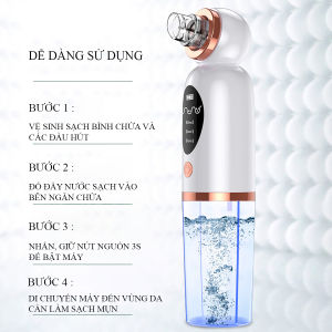 Máy hút mụn chuyên sâu 3 chế độ hút 6 đầu hút đa năng hệ thống 2 ngăn chứa nước tiện lợi làm sạch da máy hút mun đa năng giúp giảm bớt nỗi lo về mụn đầu đen. Bảo hành 2 năm trên toàn quốc