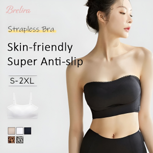 『Brelira』Strapless Bra Set Wireless Leopard Push Up Bra Non-Slip Seamless Anti Sagging Lingerie Breathable Support Underwear