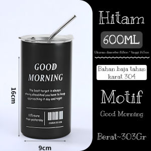 Termos Tumbler Style Americano - Mug gelas Tumblr Stainless Steel Ice Coffe 600 ML GOMOR - Ss
