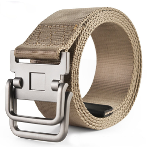 New Double Buckle Canvas Belt Men Military Training Belts Fashion Outdoor Metal Buckle Waistband 2024