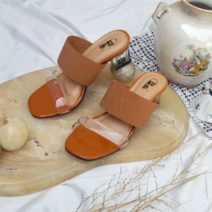 Dr Fath - ELVIRA Sendal Heels Kaca Wanita Pesta Karet Jelly Lentur Tinggi 5 cm Simpel Elegan