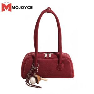 MOJOYCE Suede Shoulder Bag for Women with Zipper Underarm Bag Solid Satchel Purse Clutch Purse for Work Travel