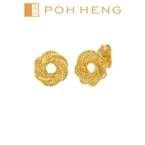 Poh Heng Jewellery 22K Aura Petal Earrings in Yellow Gold[Price by weight]