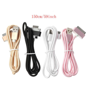 1.5m Braided 30pin USB Data Sync Charging Cable for phone 4 4s 2 3 4 for