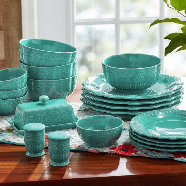 Turquoise Teal Tableware The Pioneer Woman Toni Teal Dinnerware