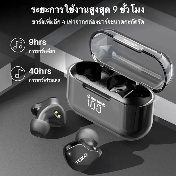 TOZO Crystal Buds หูฟังบลูทูธ In-Ear IPX8 หูฟังไร้สาย truewireless Bluetooth 5.3