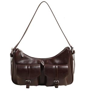 Women Bag Korean Styles Shoulder Bag Retro Crossbody Bag Simple Handbag PU Leather Armpit Bag Commuting Bag for Travel