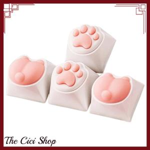 [The Cici Shop] Cute Cat Paw Keycaps For Mechanical Keyboard Cherry MX Switch DIY Custom Key Cap Soft Silicone Keycup Artisan Pink Color