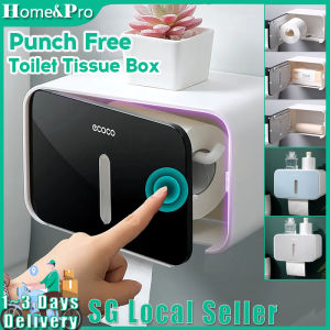 Punch-free ECOCO Toilet Paper Holder Wall Mounted Tissue Box Bathroom Waterproof Paper Roll Holder Mobile Phone Storage Shelf with Visible Window children day gifts