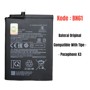 Baterai Batre Original 100% New For Xiaomi Poco X3 BN61 Original Battery