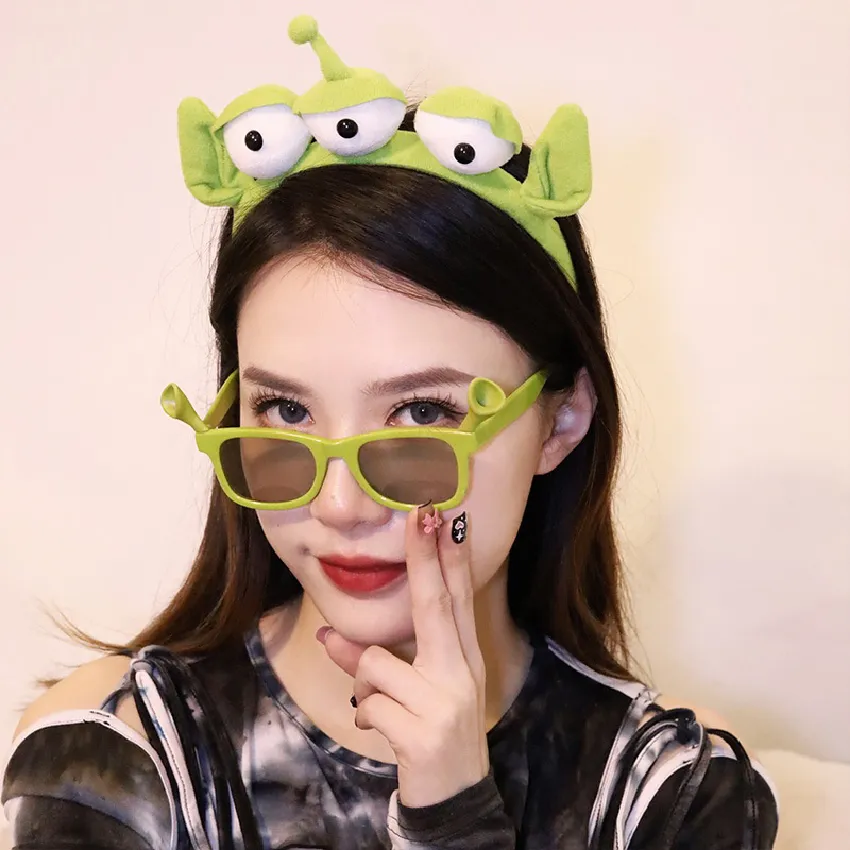 Toy Story Green Headband Anime Three-eyes Monster Hair Bands Alien