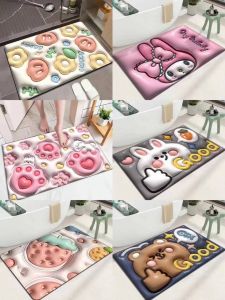 lucky 3D Print Door Mat Super Absorbent Anti-slip Floor Mat Home Carpet Bathroom Kitchen Mat Quick Drying