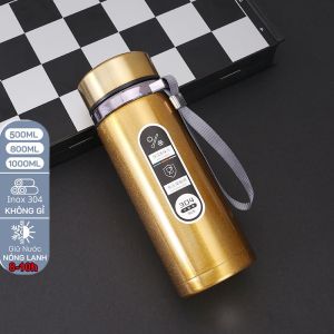 Bình nước giữ nhiệt 1000ml Hilogi giữ lạnh 18 giờ  giữ nóng 10 giờ  có dây treo và khay lọc trà