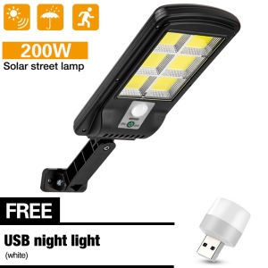 【With free USB Light】200W Outdoor Solar Sensor Wall Light Waterproof Human Induction Street Light