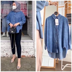 LUNA DENIM OVERSIZE SHIRT/KEMEJA JEANS ZRA VIRAL 9064