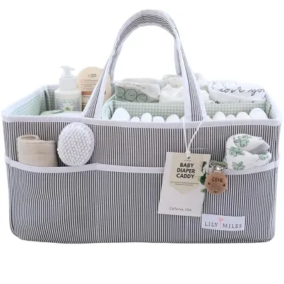 Original Lily Miles Baby Diaper Caddy - Organizer Tote Bag for Baby essentials Boy or Girl - Baby Shower Basket - Nursery Must Haves - Registry Favorites - Newborn Caddie Car Travel