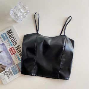 LadyLuxe - Atasan TankTop Kulit Premium Tank Top Bra Wanita Basic Crop With Cup Model Singlet BR124