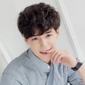 Korean version of fashionable mens wig mens hair handsome boys short curly hair fluffy natural curly hair wig headgear