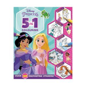 Disney Princess 5 In 1 Colouring Book With 60+ Stickers & Fun Activities