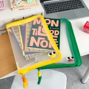 TSEVD A4 กระเป๋าซิปโปร่งใส มัลติฟังก์ชั่ โปร่งใสโปร่งใส กระเป๋าจัดระเบียบเครื่องเขียน สร้างสรรค์และสร้างสรรค์ พีพี กระเป๋าใส่แฟ้ม อุปกรณ์สำนักงานโรงเรียน