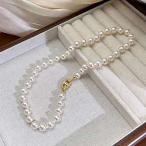 Spring and summer long faux pearl necklace collarbone chain for women niche design light luxury new popular style high-end feel early spring accessory