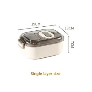 Kitchenette Stainless Steel Bento Box Leak Proof Lunch Box for Student Adult Double Microwave Food Box Food Fruit Container Storage Box Portable Picnic Box for Office School