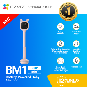EZVIZ BM1 Wireless Battery-Powered Baby Monitor FHD 1080P WIFI IP Camera With Crying Detection Baby Activity Detection Out-of-Crib Alert Auto-Play Soothing Music All-Night Battery IR Clear Night Vision Wire-Free Setup Two-Way Talk