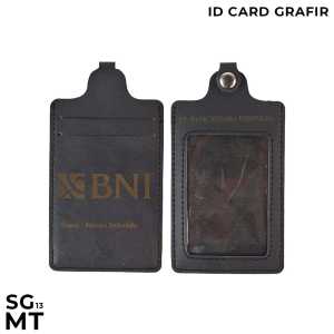 IHolder Grafir - ID Card Holder Kulit Name Tag Kulit Custom Nama Logo Perusahaan Holder Kulit Murah Card Holder Grafir Lanyard Kulit Custom