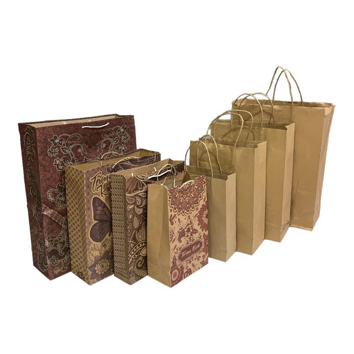 Paper Bag Motif Batik Coklat Bahan Craft All Size 125gr Daur Ulang