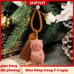[COD] SHPYHT Giao hàng địa phương Handcrafted Cypress Cute Blessing Catching Cat Pendant Animal Art For Bags Car Keys Charm Accessories Decoration
