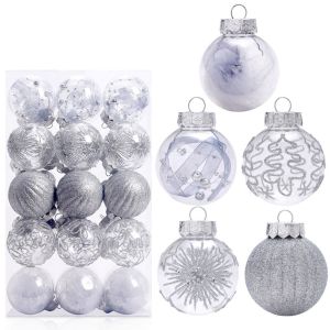 MAOMEI 30pcs Nhựa Bộ bóng giáng sinh 6cm Sáng Tạo dây chuyền Cây giáng sinh Trang trí không khí lễ hội Tinh tế Đồ trang trí treo Bố trí phông nền