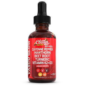Clean Nutra Pepper Hawthorn Beet Root Turmeric Vitamin D K & More for Wellness Liquid Drop – Vascu Glow