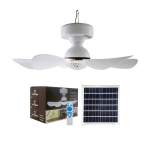 16 inch Solar Ceiling Fan With Light and Remote Control Solar Fan Light Solar Ceiling Fan With Panel Portable Solar Charging Ceiling Fan With 3 Speed 3 Lighting Modes For Outdoor Indoor