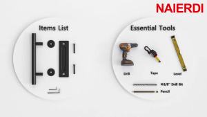 ชุดมือจับประตูบานเลื่อน NAIERDI ขนาด 12 นิ้ว สแตนเลส แข็งแรง ทนทาน แบบดึงสองด้านและแบบฝัง สำหรับประตูไม้