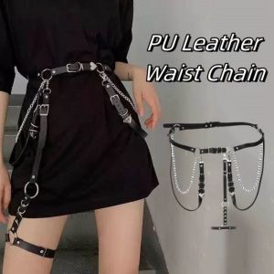 NOVELLEO Punk Skirt Belt Metal Hip Hop Waist Chain Personality Shoulder Strap JK Leg Loop Women