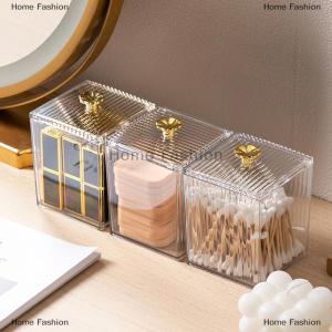 [COD] Home Fashion Makeup Storage Organizer Bathroom Jar Cotton Swab Storage Square Container Cotton Puff Storage Box Cosmetic Cotton Box