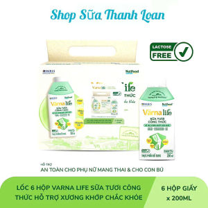 (HSD T4-2026) Thùng 12 Hộp/ Lốc 6 Hộp Giấy Varna Life Sữa Tươi Công Thức Hỗ Trợ Xương Khớp (Xanh) 200ml.
