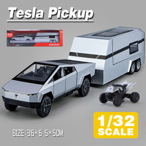 LEO 1:32 Tesla Cybertruck Pickup RV Metal Diecast Alloy Toy Car Model Trucks For Kids Toys Vehicles Hobbies Collection