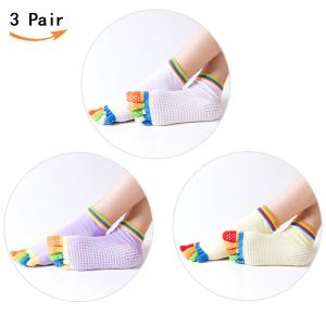 3 Pairs Women Yoga Socks Anti-Slip 5-Toe Socks for Yoga Gym